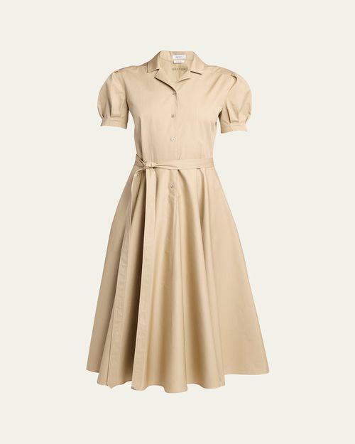 Responsible Cotton Puff-Sleeve Midi Shirtdress