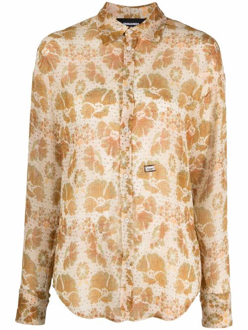 Woven floral jacquard shirt - Yellow