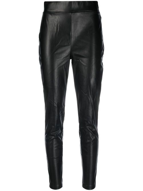 Slim-cut faux leather trousers - Black