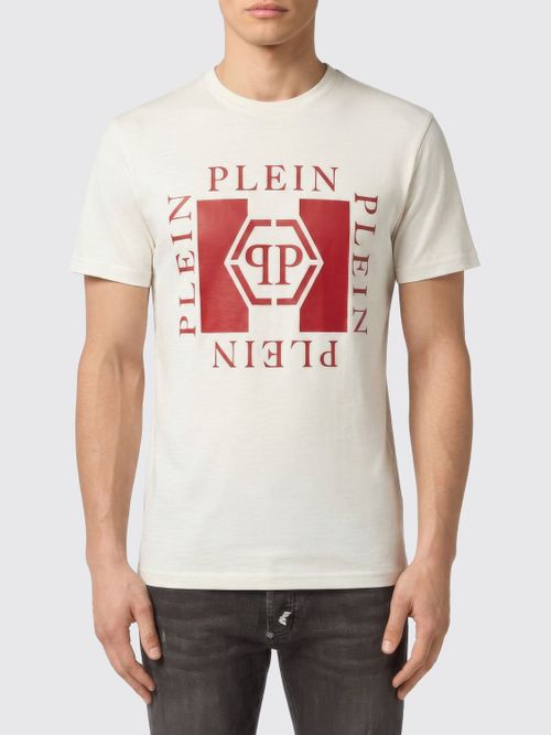 Crewneck Cotton T-shirt with Contrasting Chest Logo