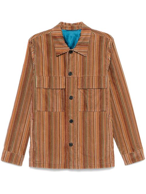 Striped shirt jacket - Brown