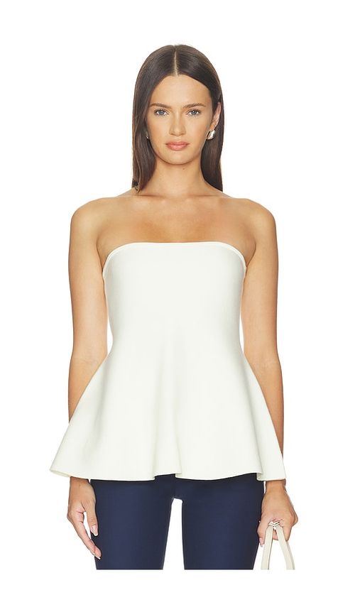 ALIGNE Amy Knitted Bandeau Peplum Top - Ivory. S. Also - XS