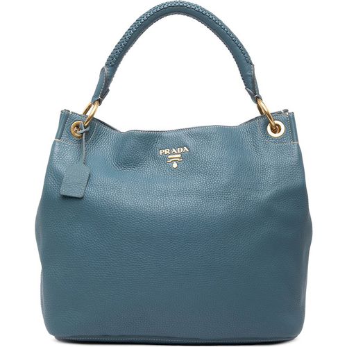 Prada Pre-owned Womens Vitello Daino Hobo - Blue Leather - One