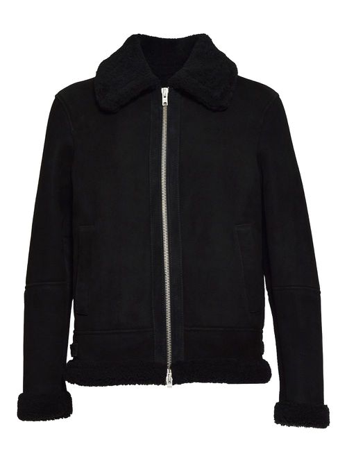 Suede zip-up jacket - Black