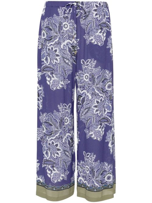 Floral-print wide-leg trousers - Blue
