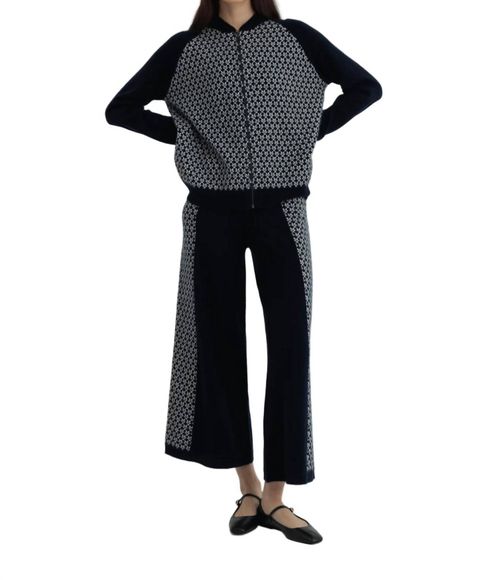 Blake Wide Leg Pants In Navy / Cream