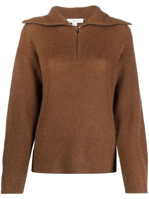 Half-zip pullover jumper - Brown