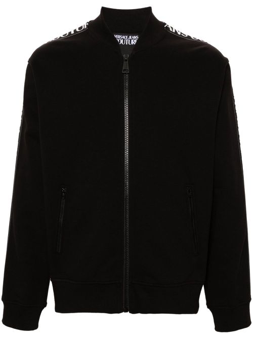 Logo-trim zip-up sweatshirt - Black