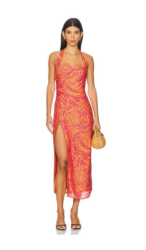 SEVEN WONDERS Alana Midi Dress in Orange. - S also in