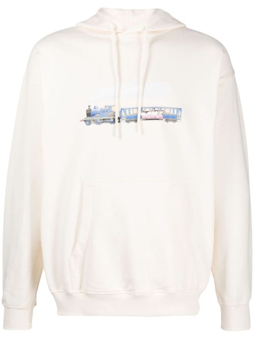 Graphic-print cotton hoodie - Neutrals