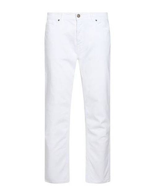 Man Jeans White Size 33 Cotton, Elastane