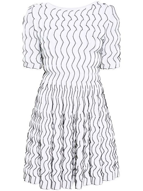 Ruffled flared mini dress - White