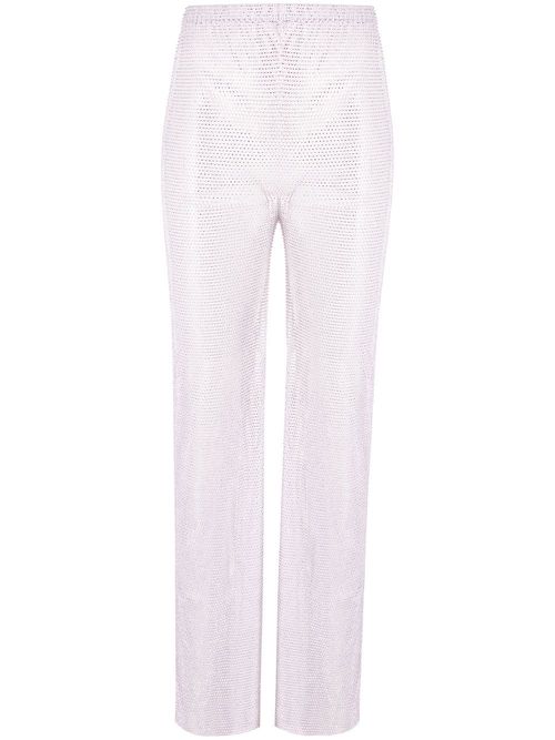 Rhinestone-embellished flared trousers - Silver