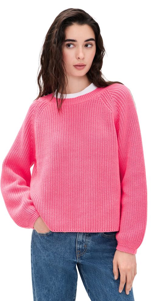 Crew Neck Long Sleeve Sweater Peony Pink