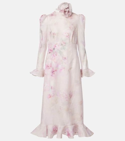 Midikleid Crush aus Leinen und Seide