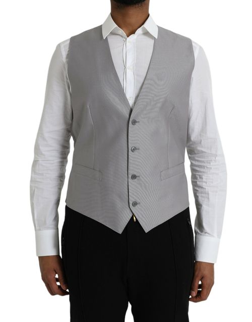 Virgin Wool and Silk Formal Dress Vest — Gray