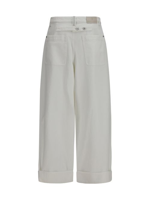 Wide-Leg Cotton Trousers — White