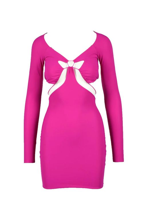 Fuchsia Mini Dress with Cut-Out Details