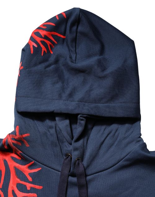 Coral Logo Cotton Hoodie — Navy