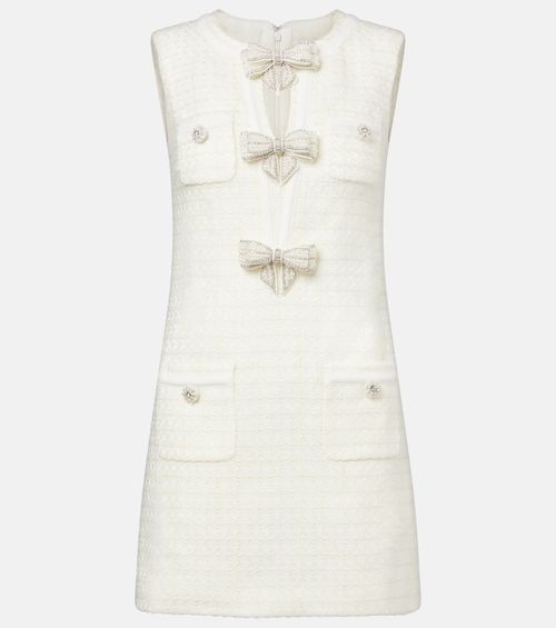 Self-Portrait Bow-detail bouclé minidress