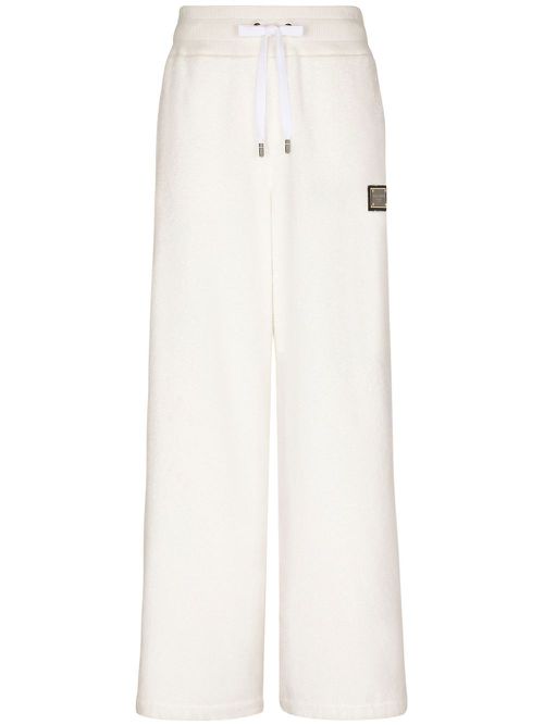 Logo-plaque wide track pants - White