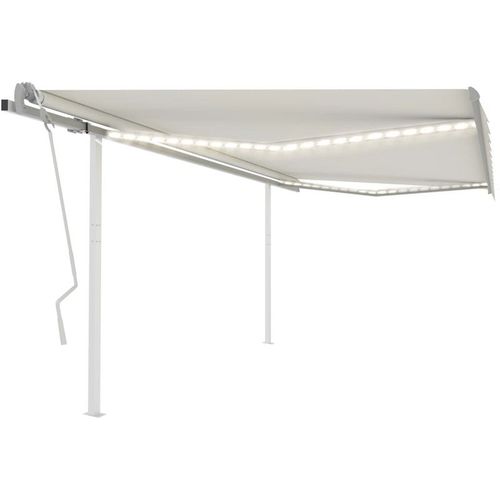 Manual Retractable Awning with LED 4.5x3.5 m Cream