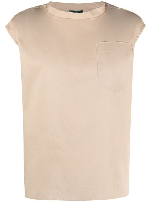 Chest-pocket cotton T-shirt - Brown