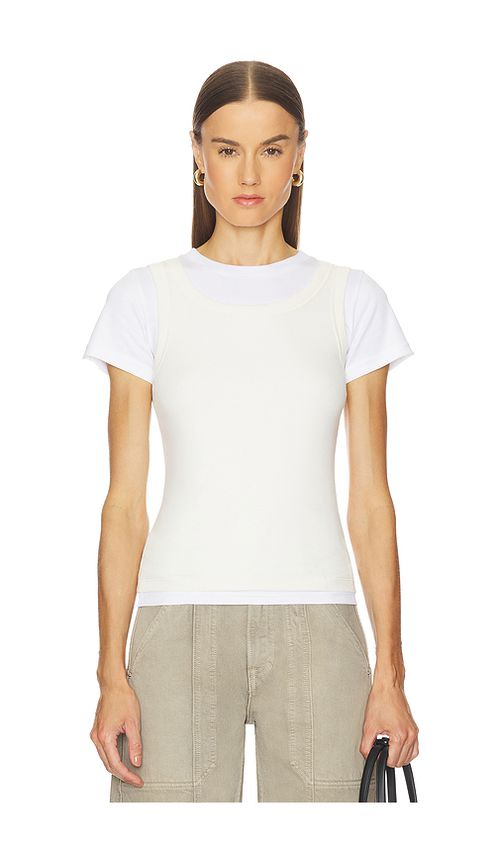 GRLFRND Layered Short Sleeve Tee in White. - XS also in L, M, S