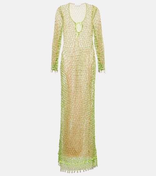 Self-Portrait Beaded fishnet maxi dress
