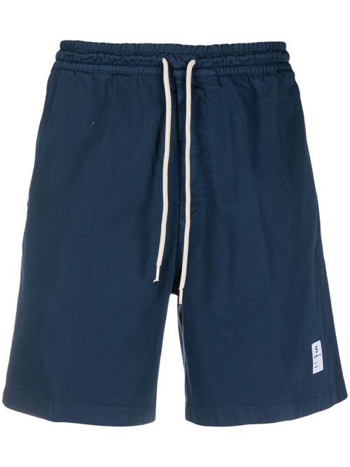 Drawstring stretch-cotton shorts - Blue