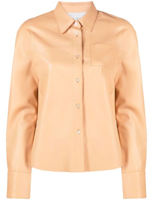 Side-slits leather shirt - Neutrals