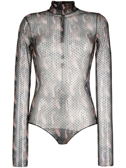 Paisley-print bodysuit - Black
