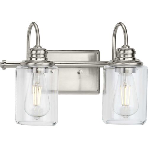 Brushed Nickel Two Light Bath Bracket from the Aiken Collection