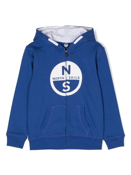Logo-print zip-up hoodie - Blue