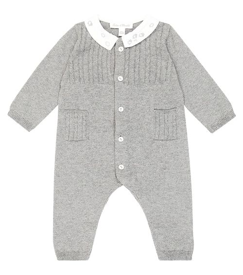 Baby cable-knit cotton-blend onesie