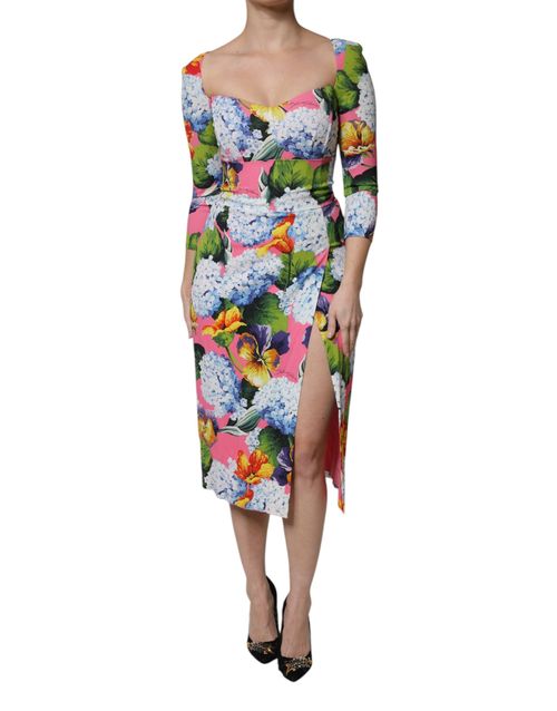 Floral Viscose Sheath Dress — Multicolor