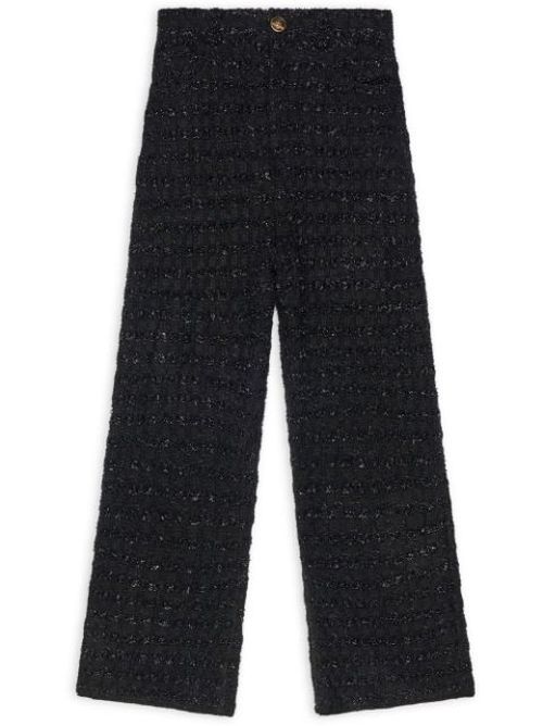 Tweed straight-leg cut trousers