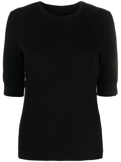 Round-neck stretch T-shirt - Black