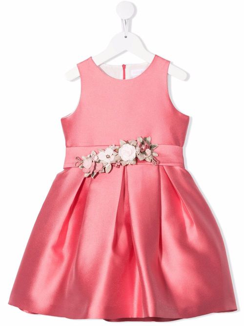 Flower-applique detail dress - Pink