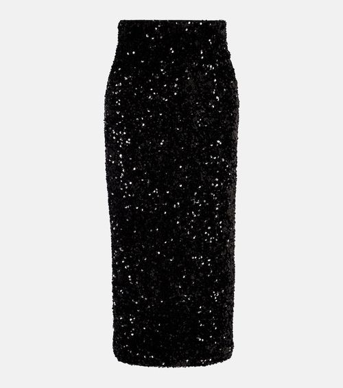 Sequined velvet midi skirt