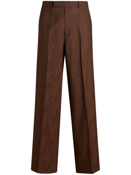 Jacquard straight-leg trousers - Brown