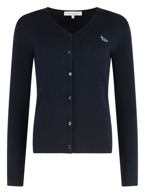Logo-patch cardigan - Blue