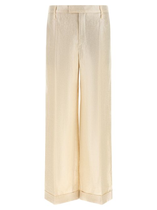 Lamé Linen Trousers — Gold