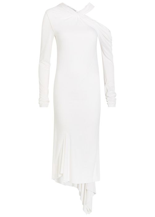 Asymmetric Jersey Midi Dress
