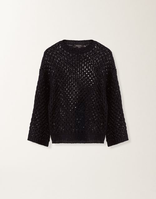 Cape in Platinum and micro sequins, midnight blue