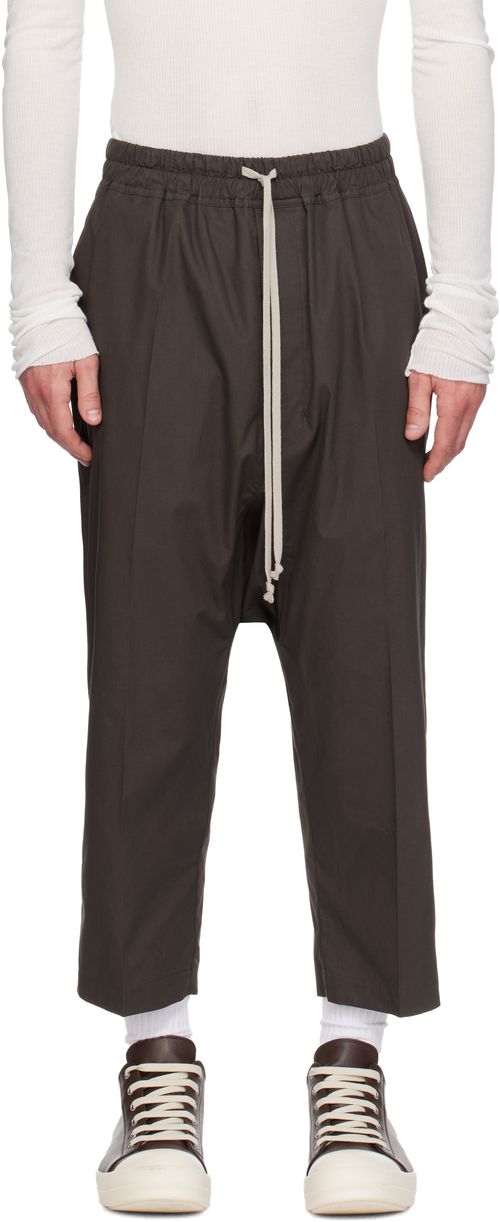 Gray Temple Drawstring Cropped Trousers