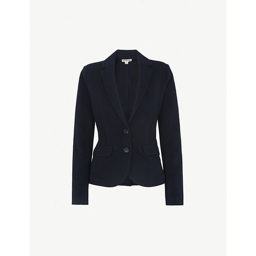 Womens Navy Single-breasted Slim-fit Cotton-jersey Jacket