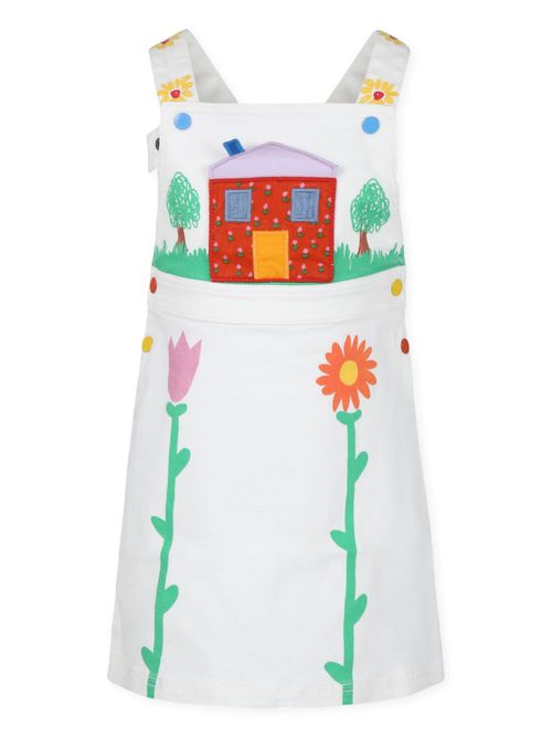 Farmyard appliqué sleeveless dress - White