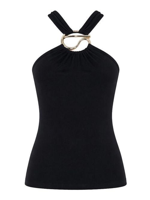 Black Cotton And Modal Top