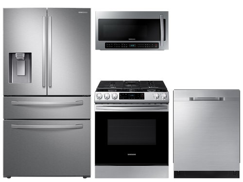 23 cu. ft. counter depth 4-door refrigerator, 6.0 cu. ft. gas range, 2.1 cu. ft. microwave and 48 dBA dishwasher package(BNDL-1613162835144)